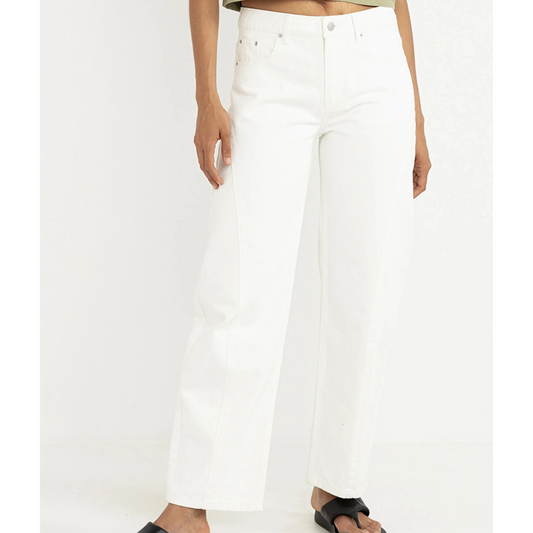 Rhythm, Low Rise Barrel Denim Pant, White