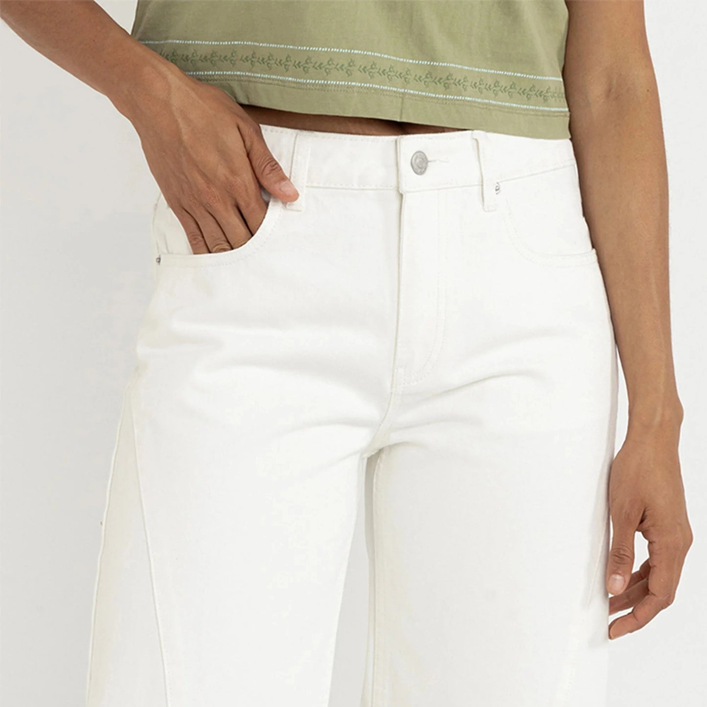 Rhythm, Low Rise Barrel Denim Pant, White