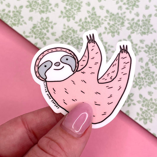 Pink Sloth Vinyl Sticker