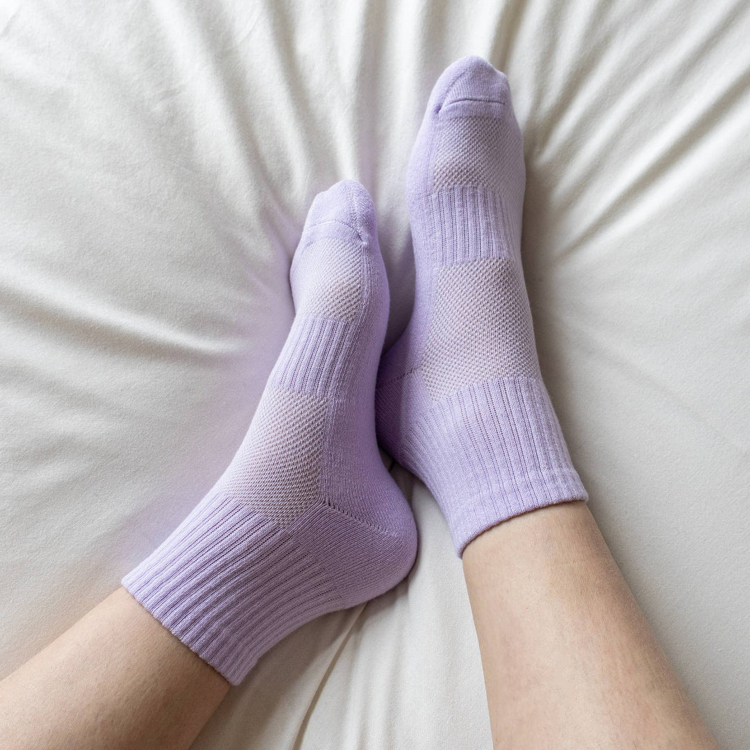 Bondoodle, Ribbed Combed Cotton Sport Short Socks, Lilac