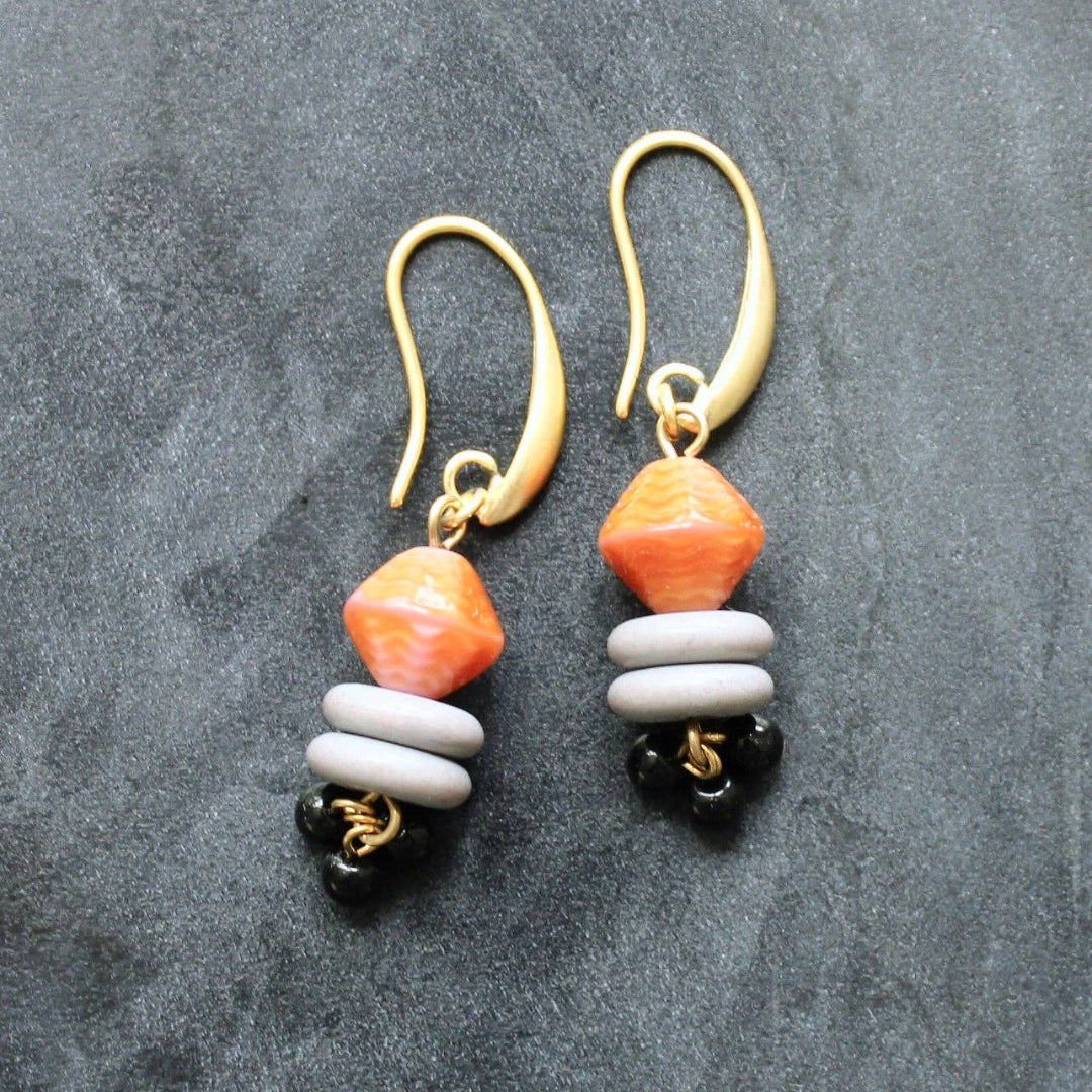 David Aubrey Jewelry, LEXE11 Vintage Caramel Glass Cluster Earrings