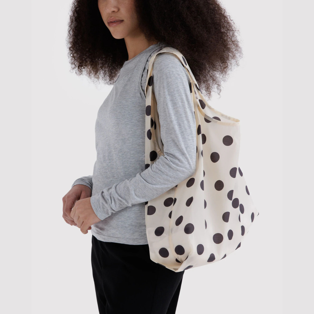 Baggu, Standard Baggu, Cream and Black Polka Dot