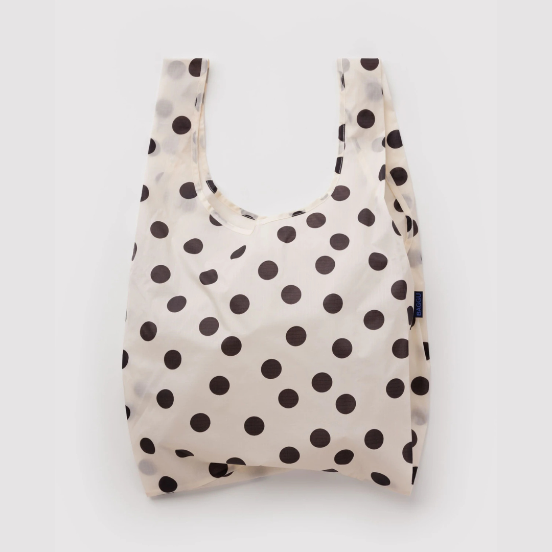 Baggu, Standard Baggu, Cream and Black Polka Dot
