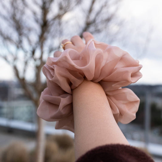 Stay Neutral Nude Silk Organza Oversized Scrunchie