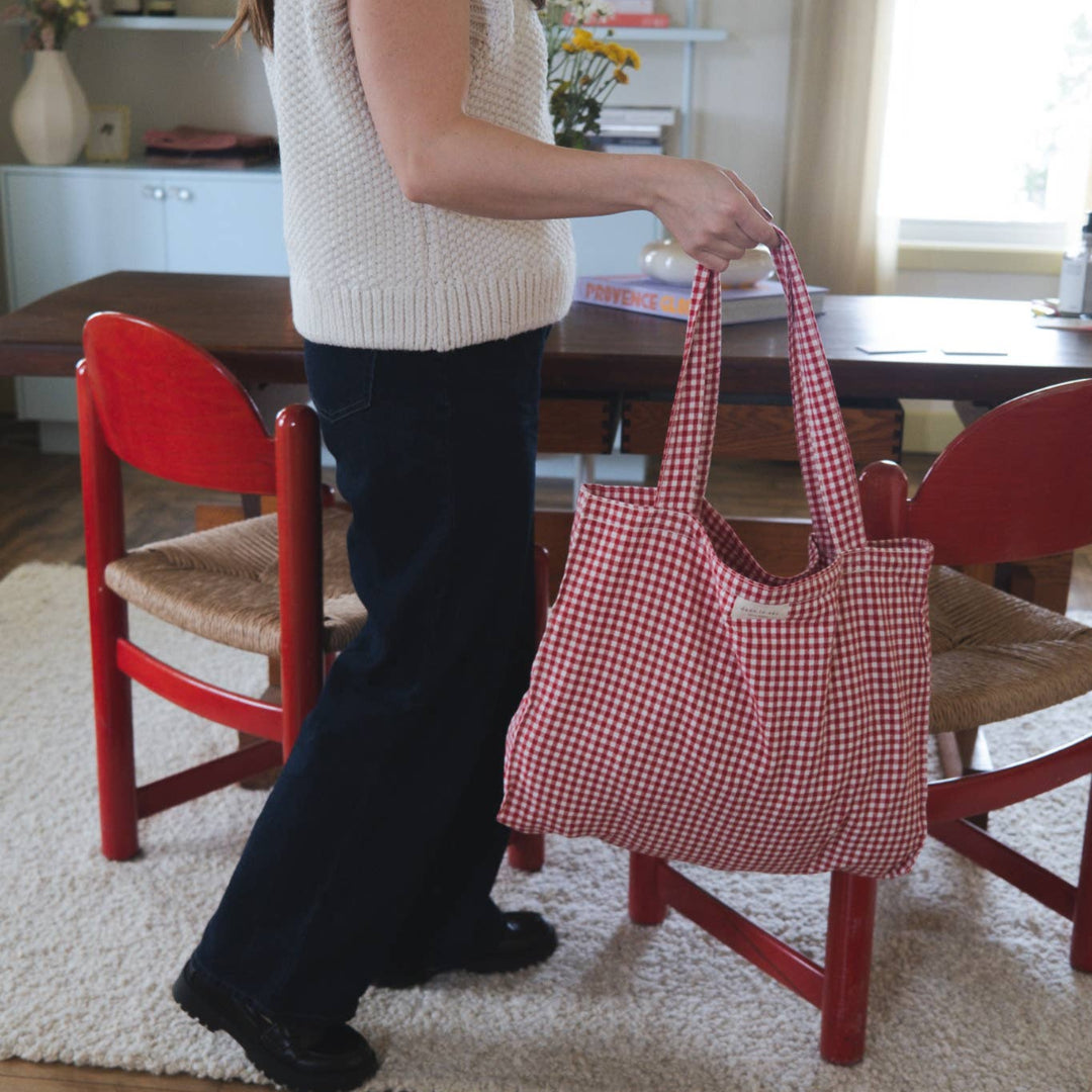 Dans le Sac, Organic Cotton Tote Bag, Gingham Collection
