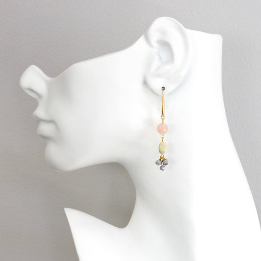 David Aubrey Jewelry, ISLE12 Peach, Yellow, and Gray Cluster Earrings