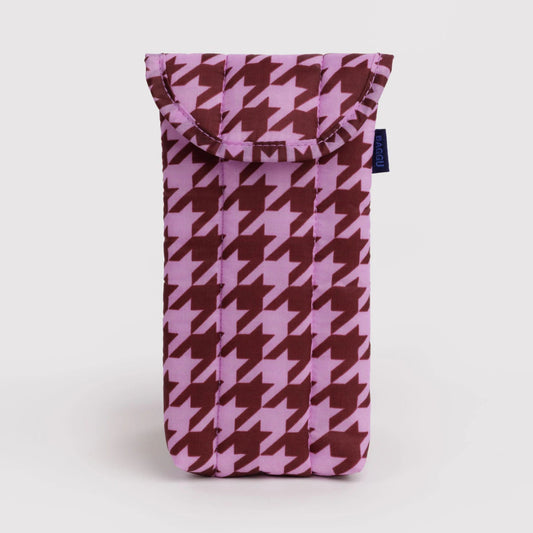 Baggu, Puffy Glasses Sleeve, Pink Houndstooth