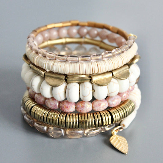 David Aubrey Jewelry, ISLB03 Mauve and White Wrap Bracelet