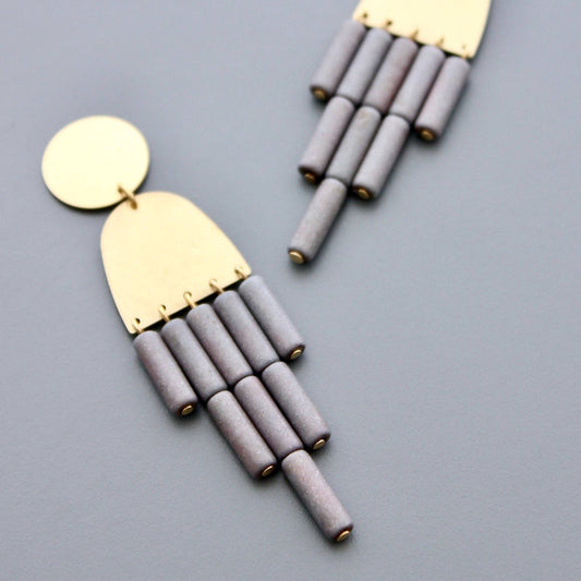 David Aubrey Jewelry, HYLE74 Geometric Gray Post Earrings