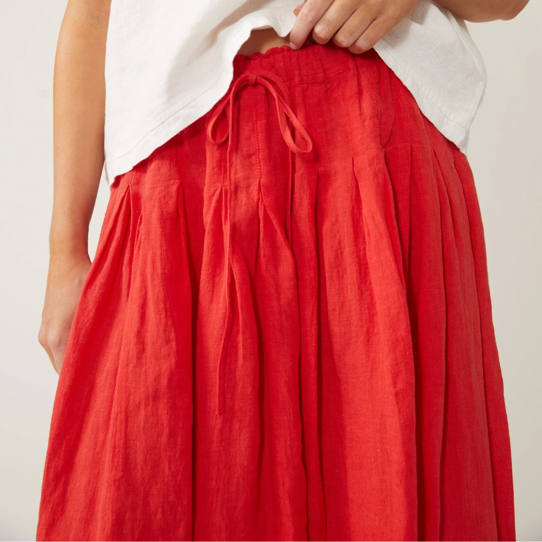 Naif, Jonie Linen Skirt, Poppy Red