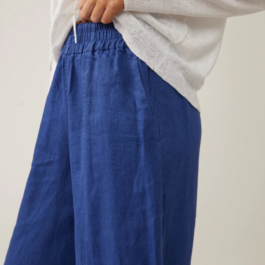 Naif, Domi Pants in Washed Linen, Ocean Blue