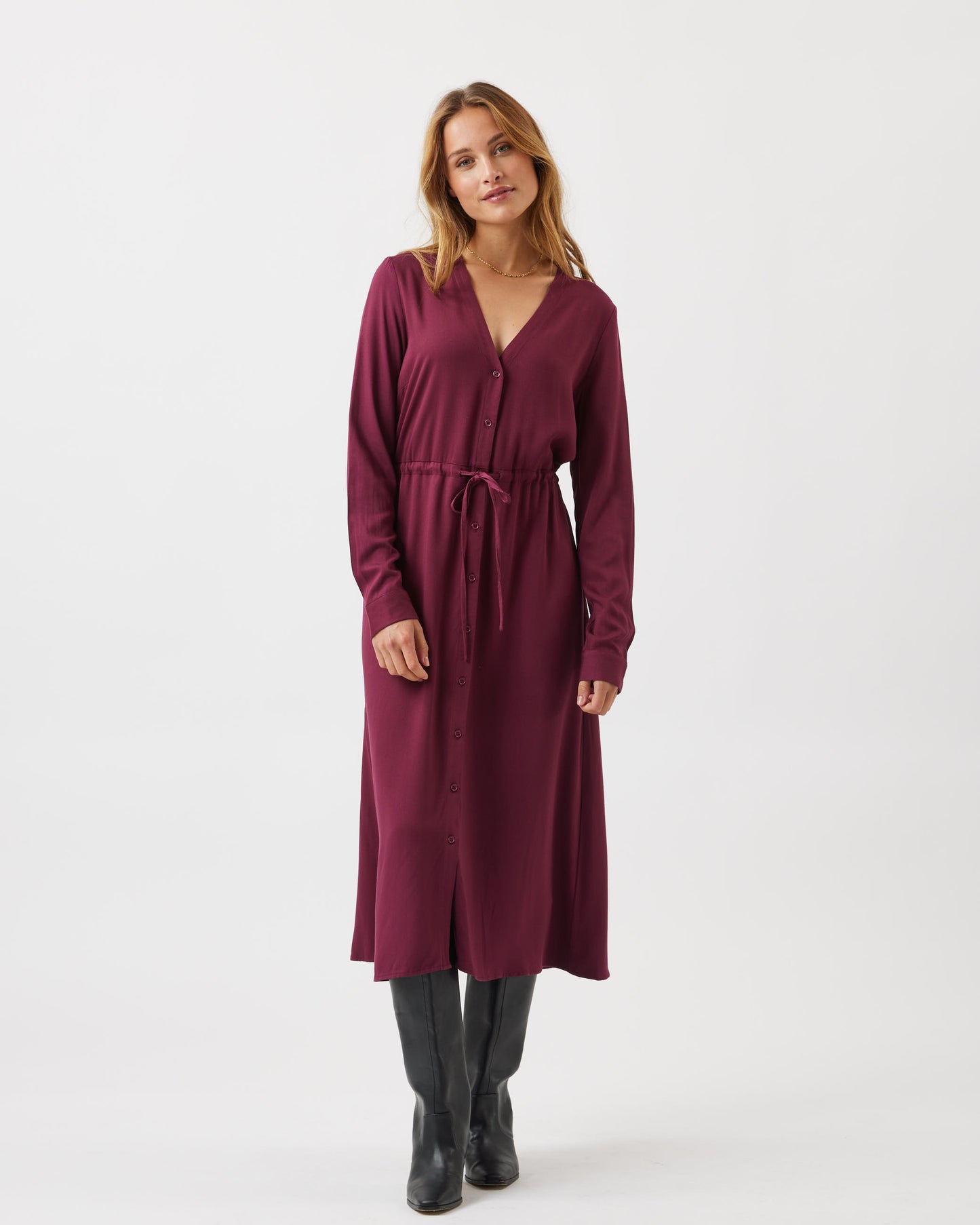 Minimum, Niola Midi Dress, Burgundy