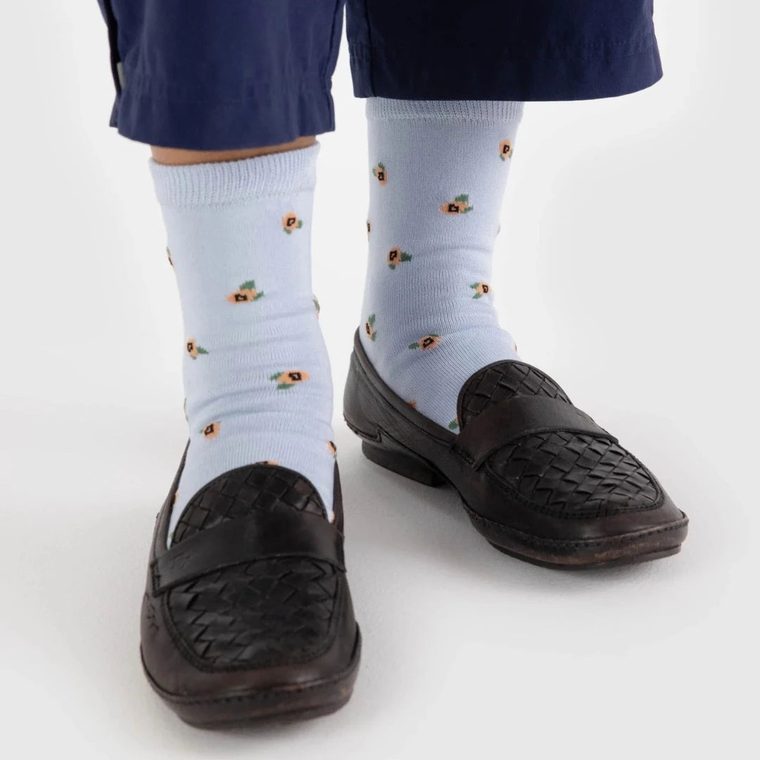 Baggu, Crew Sock, Blue Rosette