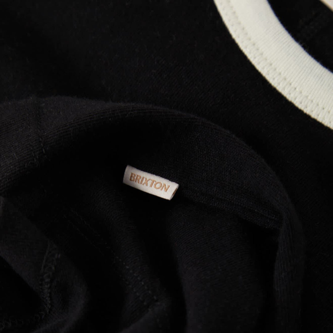 Brixton, Carefree Organic Garment Dye Ringer T-Shirt, Black/Off-White