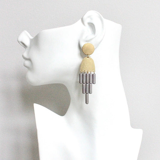 David Aubrey Jewelry, HYLE74 Geometric Gray Post Earrings
