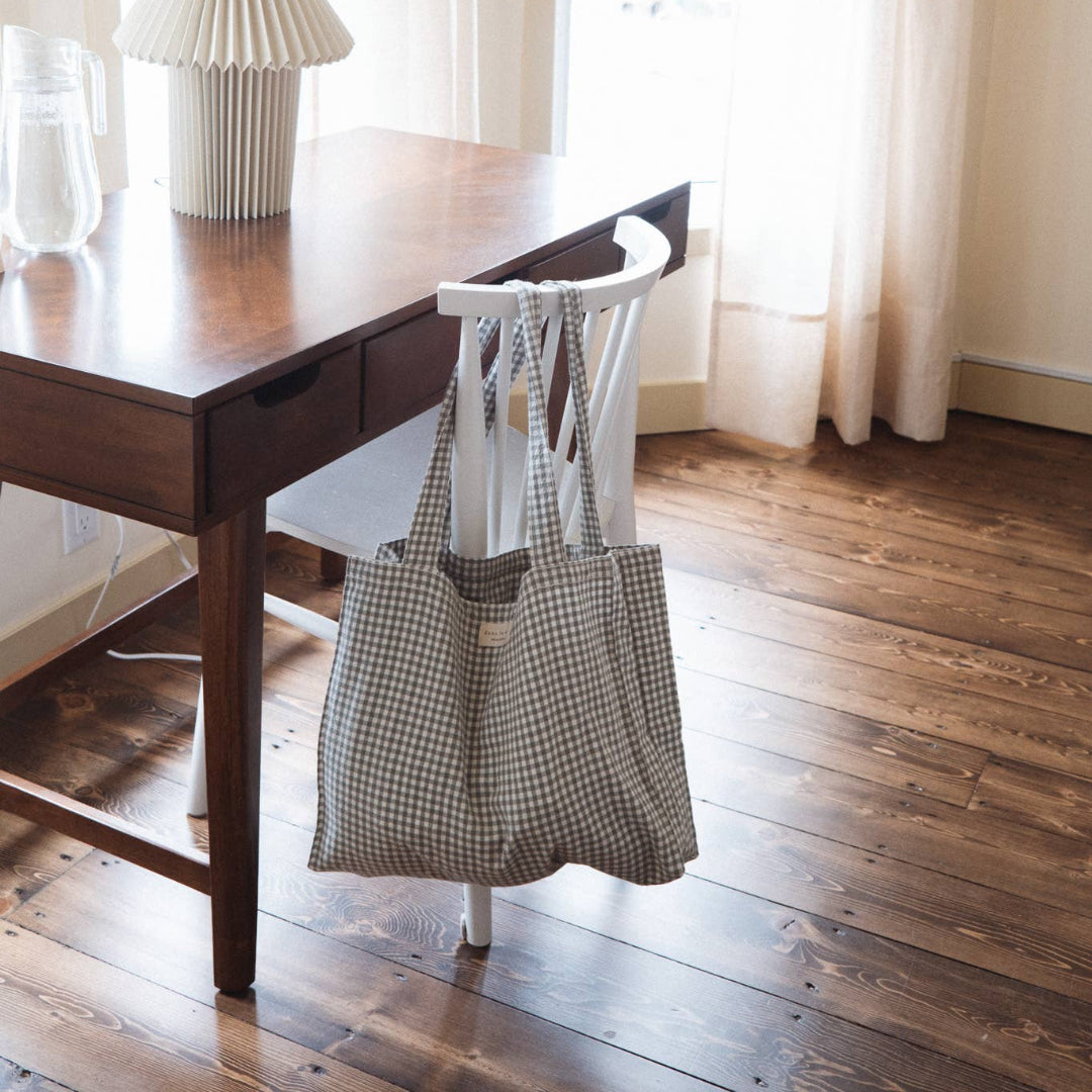 Dans le Sac, Organic Cotton Tote Bag, Gingham Collection