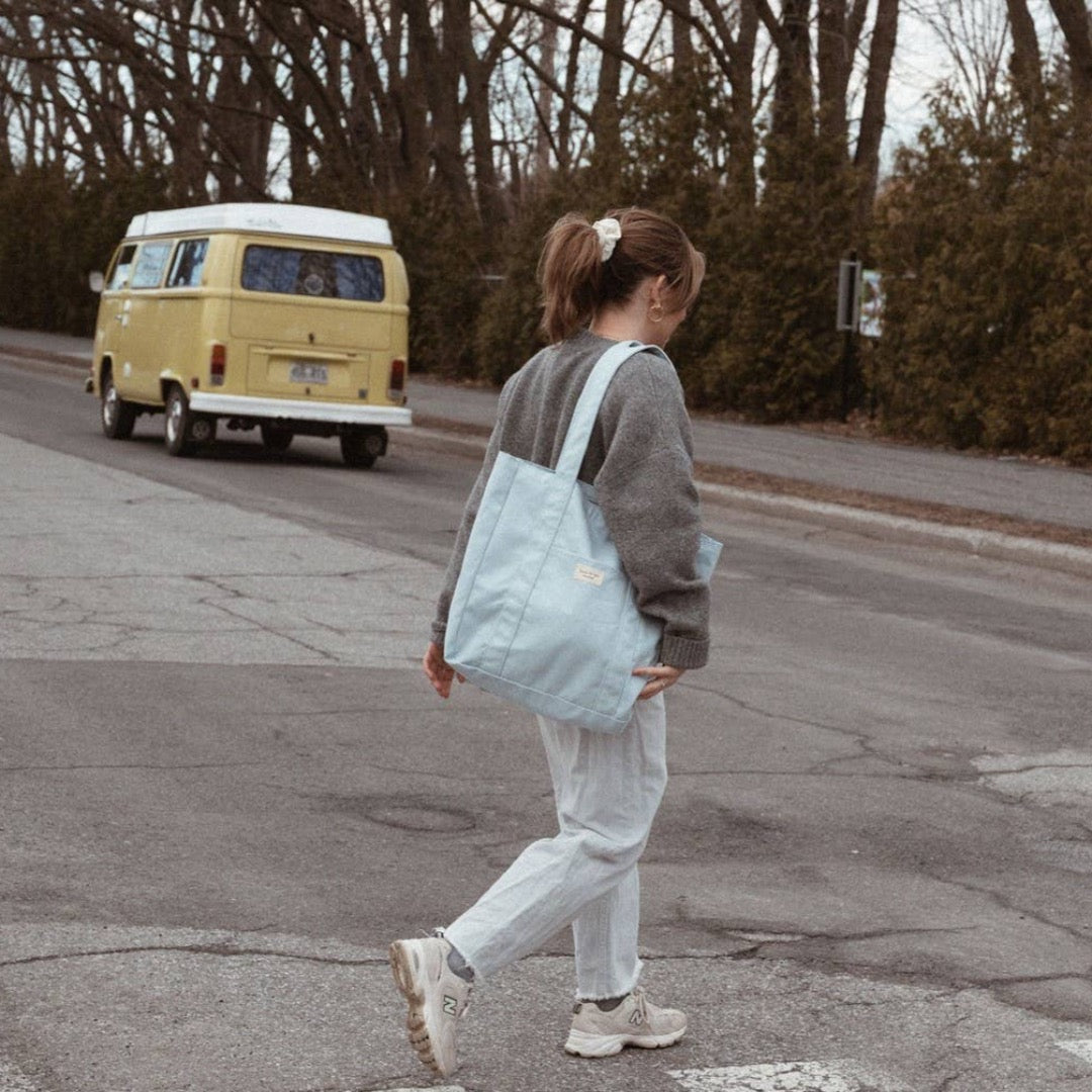 Colourful Cotton Tote Bag, Baby Blue