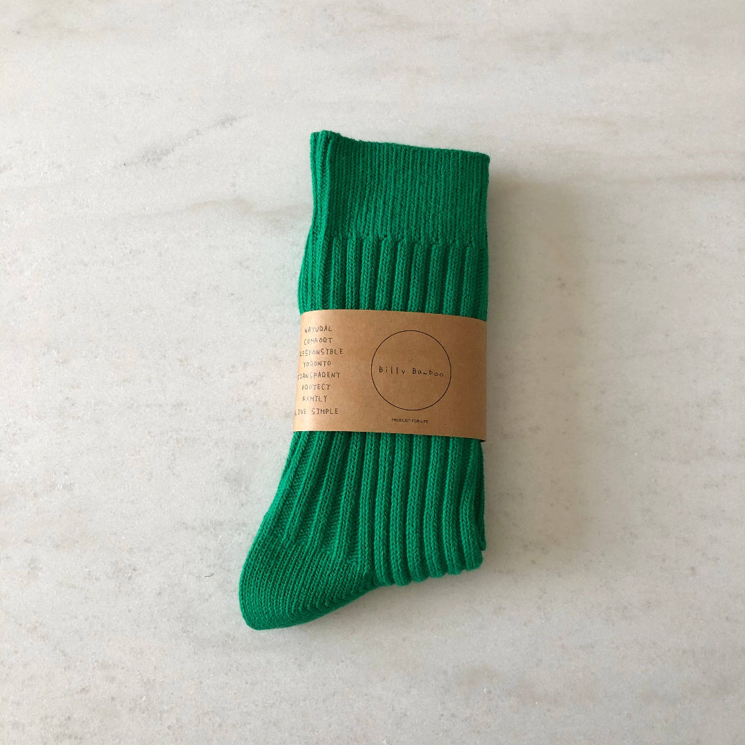 Billy Bamboo, Ribbed Cotton High Socks, Crystal Bright, Various Colours