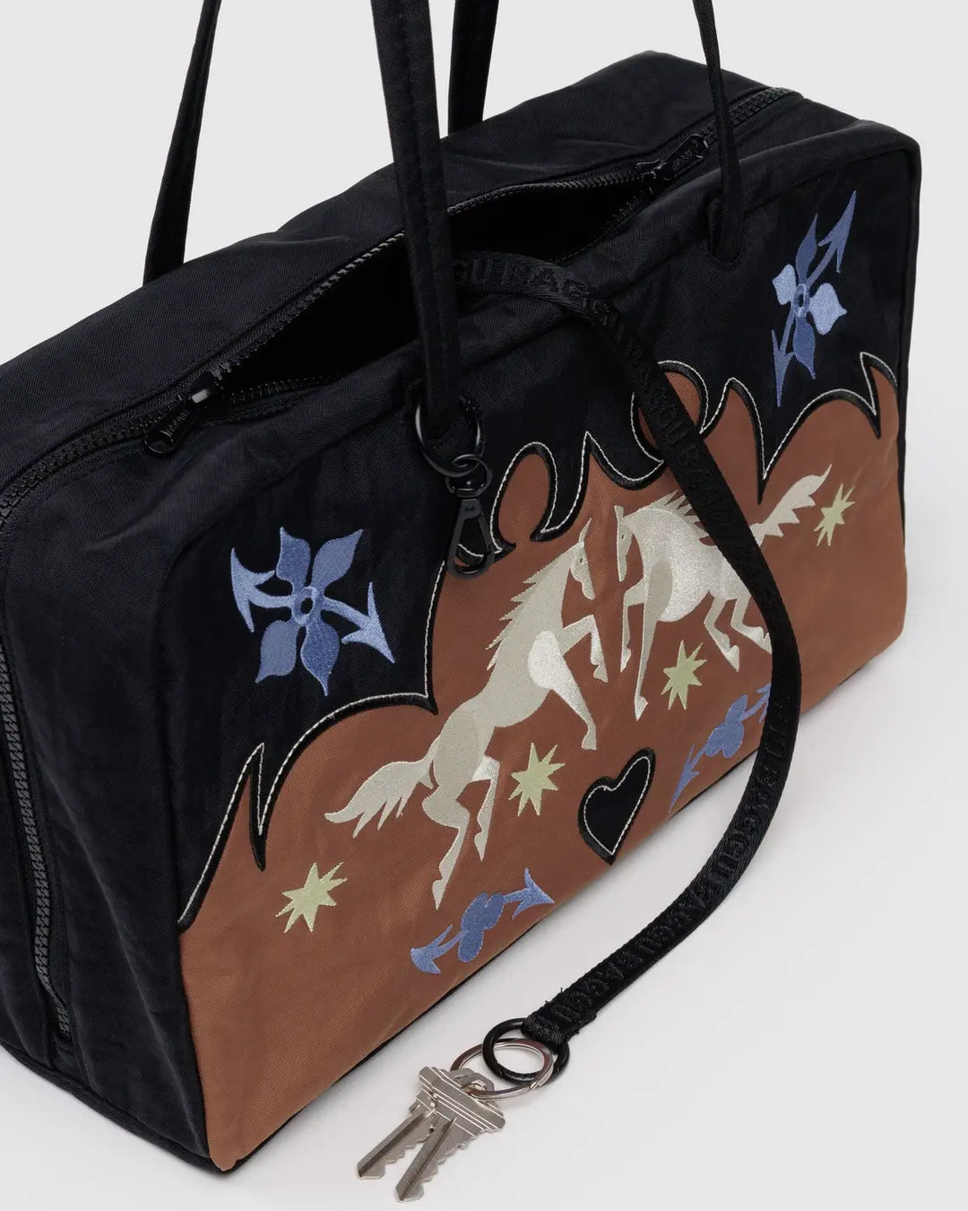 Baggu, Medium Nylon Bowler Bag, Western Appliqué