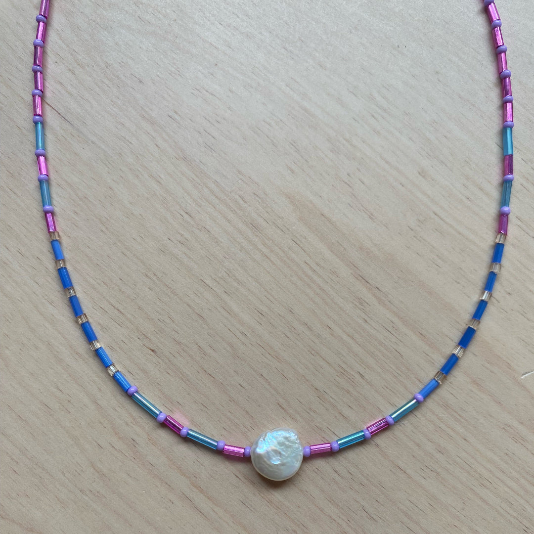 Modern Fable, Beaded Necklace, Big Pearl, #120