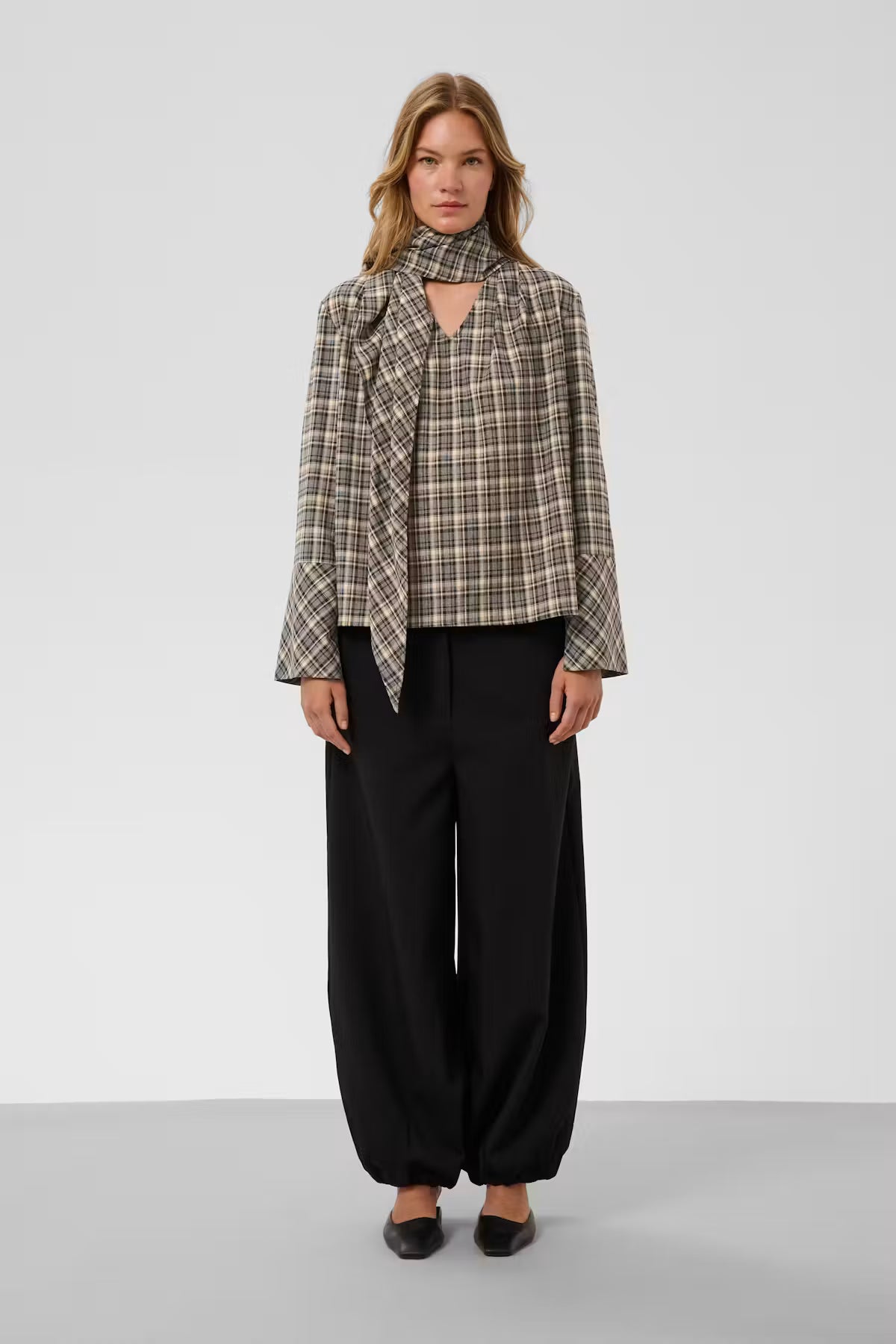 Soaked, Shiba Blouse, Black and Cream Check