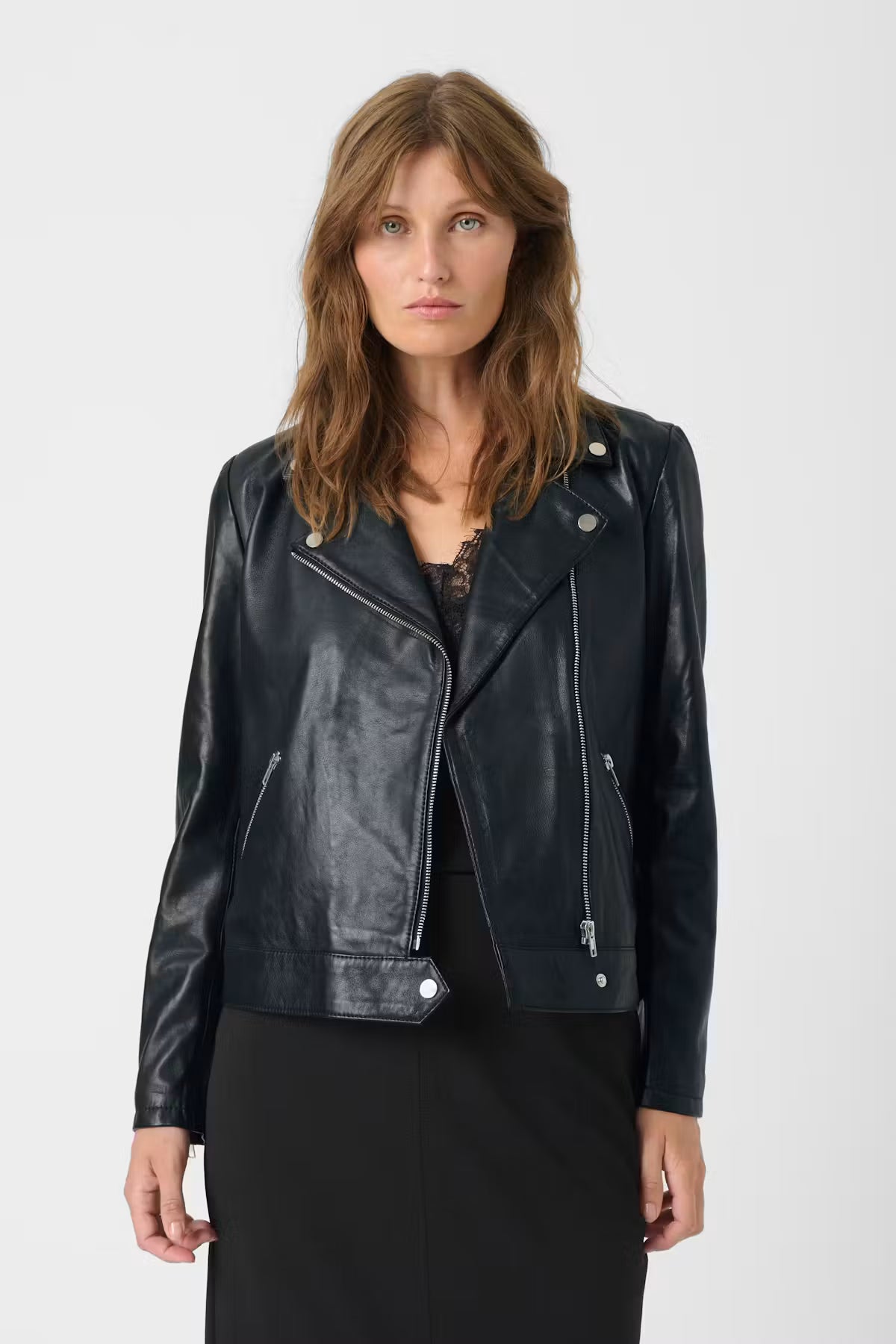 Soaked, Maeve Leather Jacket, Black