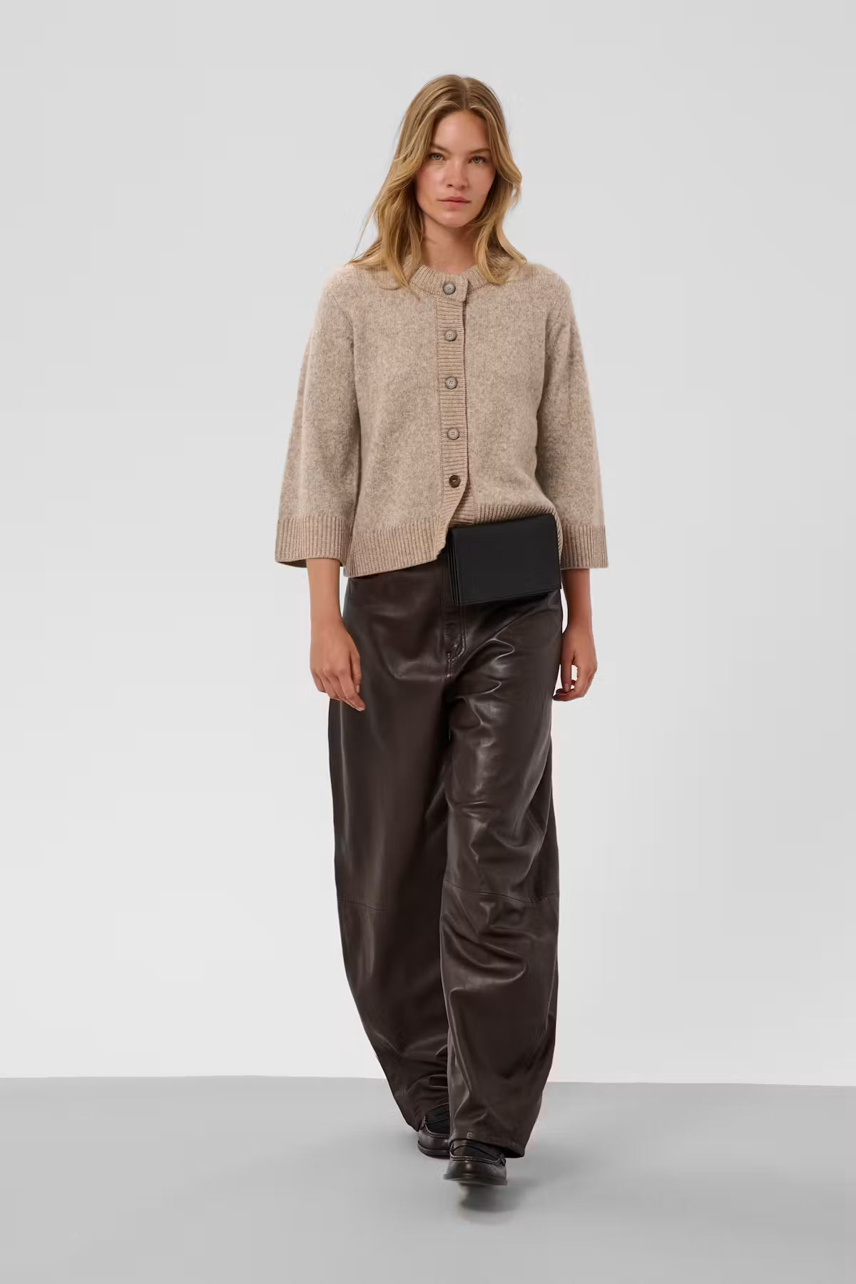 Soaked, Idalia Cardigan, Walnut Melange and Brown