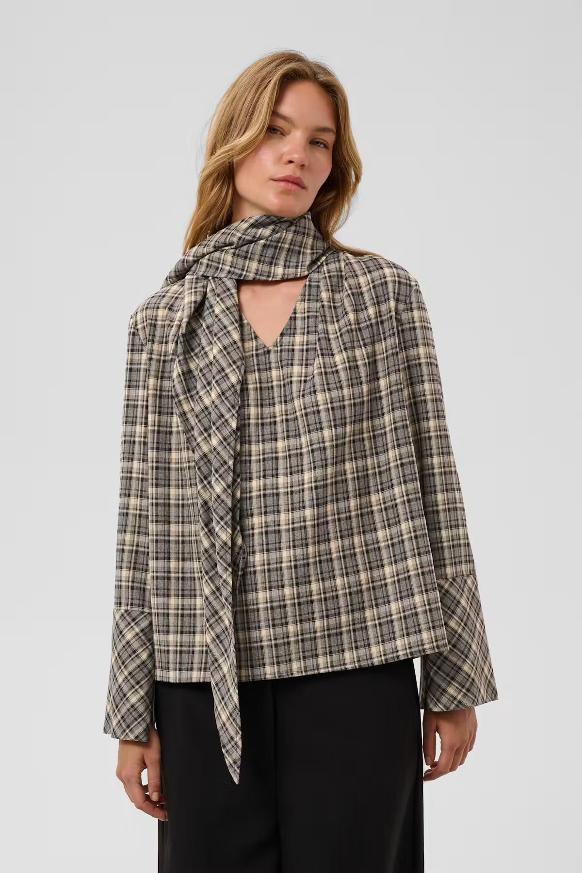 Soaked, Shiba Blouse, Black and Cream Check