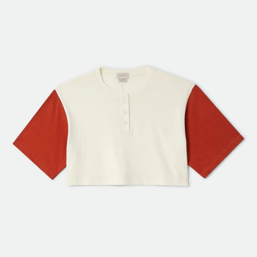 Brixton, Carefree Organic Cropped Tee, Off White/Rust
