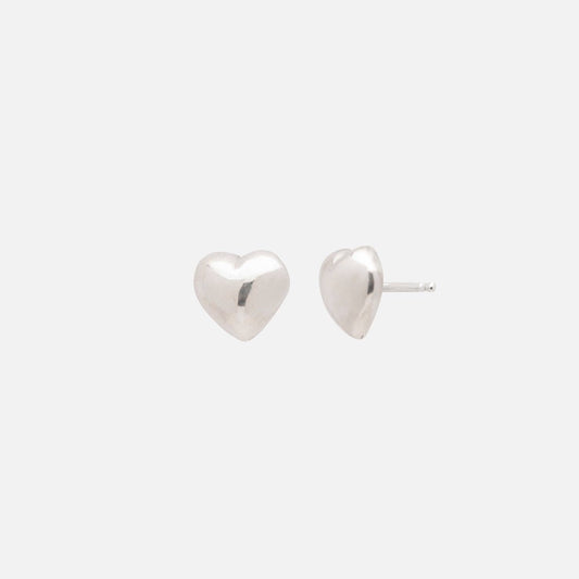 Puffy Heart Studs, Sterling Silver