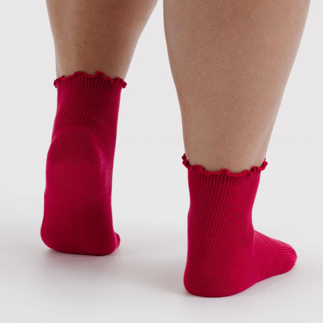 Baggu, Lettuce Edge Sock Set of 2, Wild Plum & Cherry