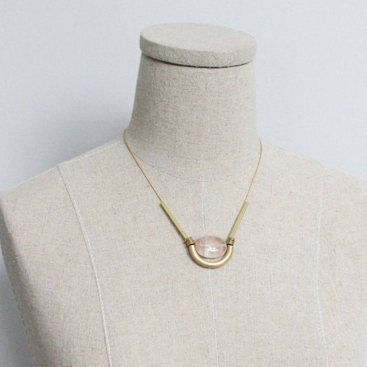 David Aubrey Jewelry, MLN217 Rose Quartz Geometric Necklace