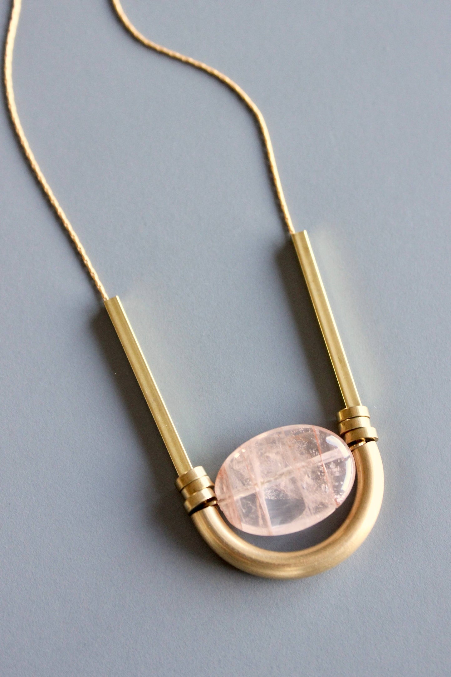 David Aubrey Jewelry, MLN217 Rose Quartz Geometric Necklace