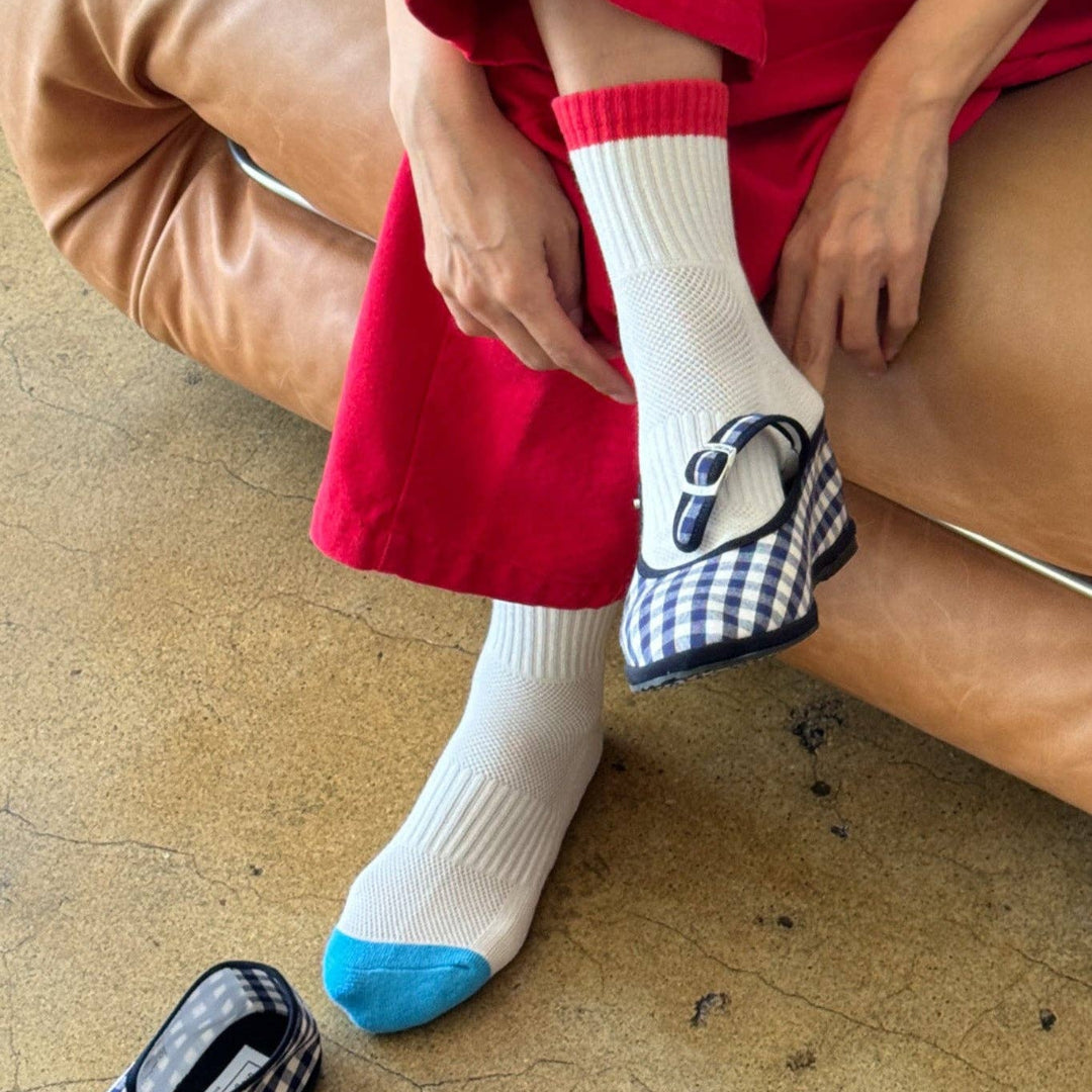 Le Bon Shoppe, Color Block Girlfriend Socks, Blue Red