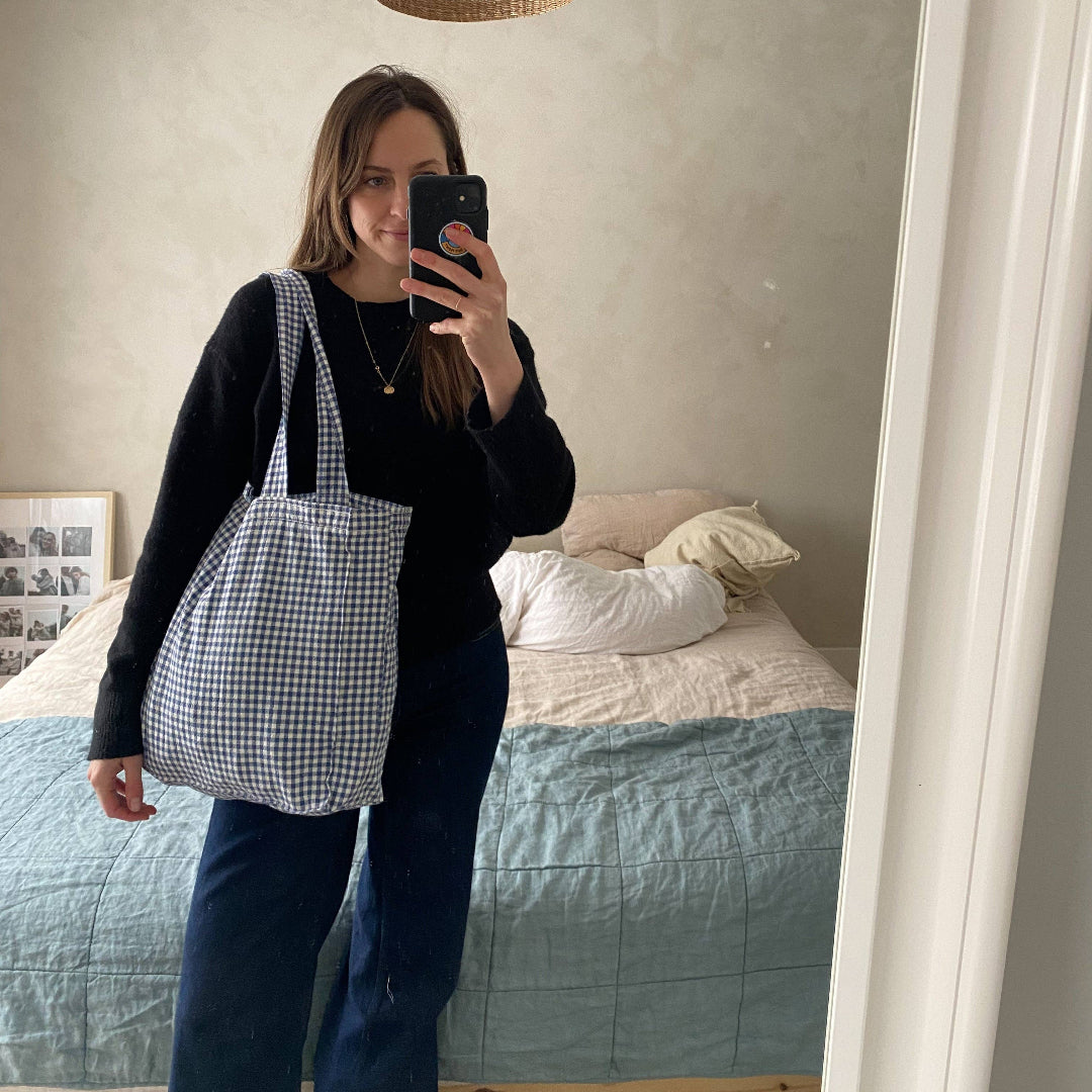 Dans le Sac, Organic Cotton Tote Bag, Gingham Collection