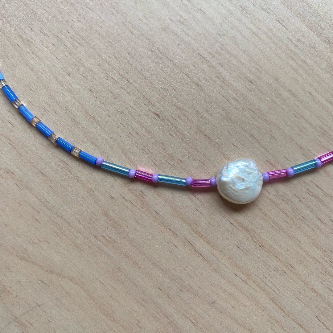 Modern Fable, Beaded Necklace, Big Pearl, #120