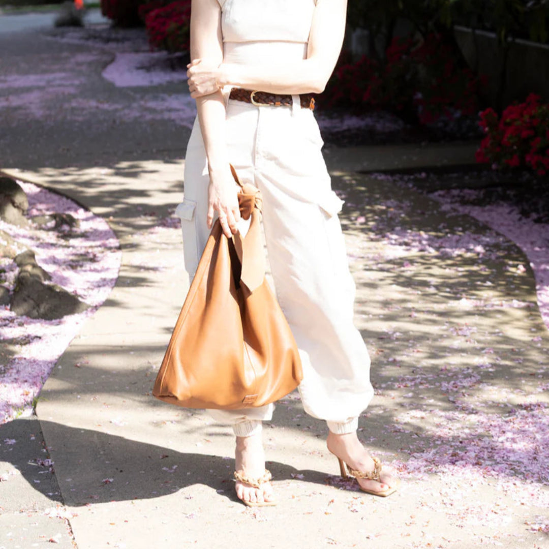 Risa, Knot Leather Tote, Tan