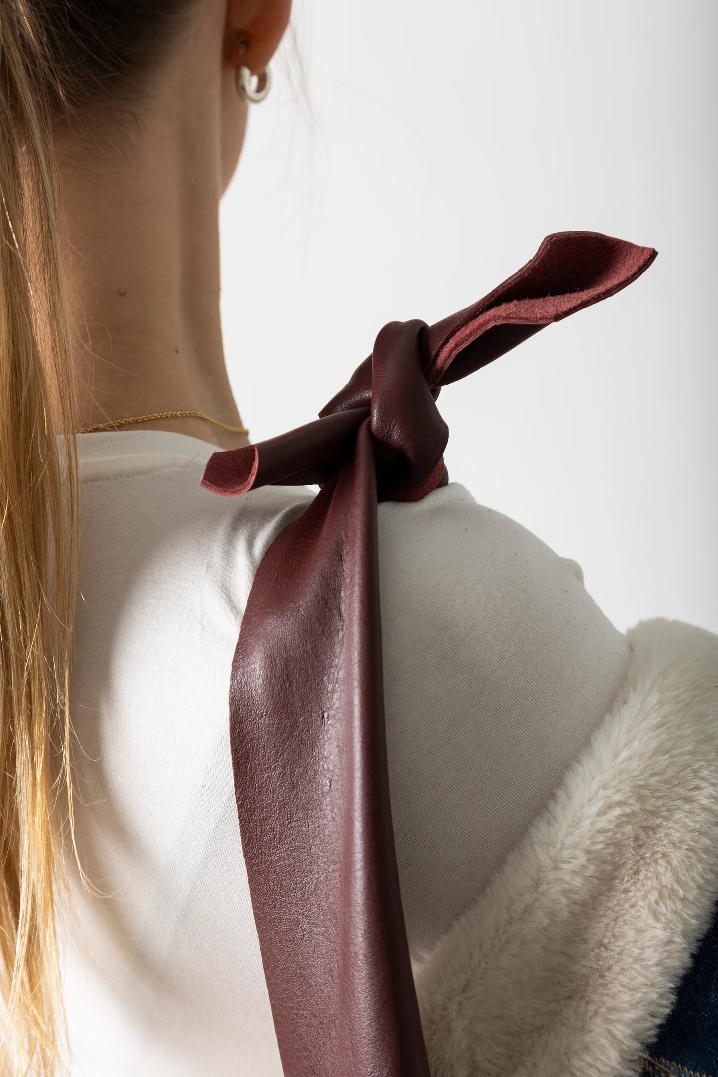 Risa, Knot Leather Tote, Burgundy