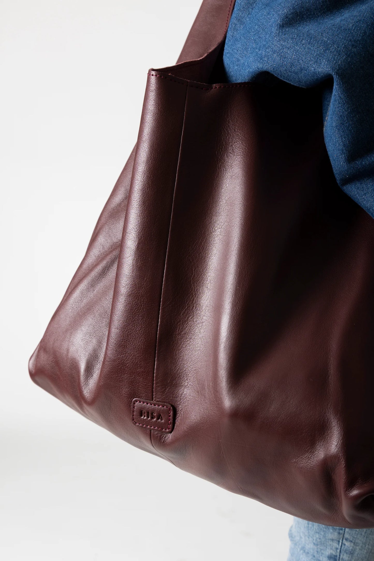 Risa, Knot Leather Tote, Burgundy