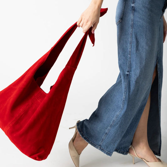 Risa, Knot Suede Tote, Red