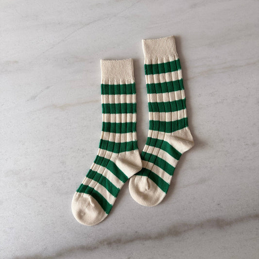 Billy Bamboo, Colour Stripe High Socks, Forest Green