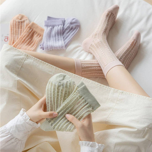 Rufia, Polka Dot & Striped Sheer Crew Socks