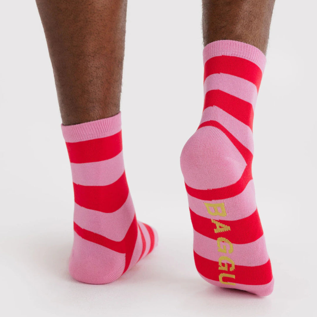 Baggu, Crew Sock, Pink Stripe