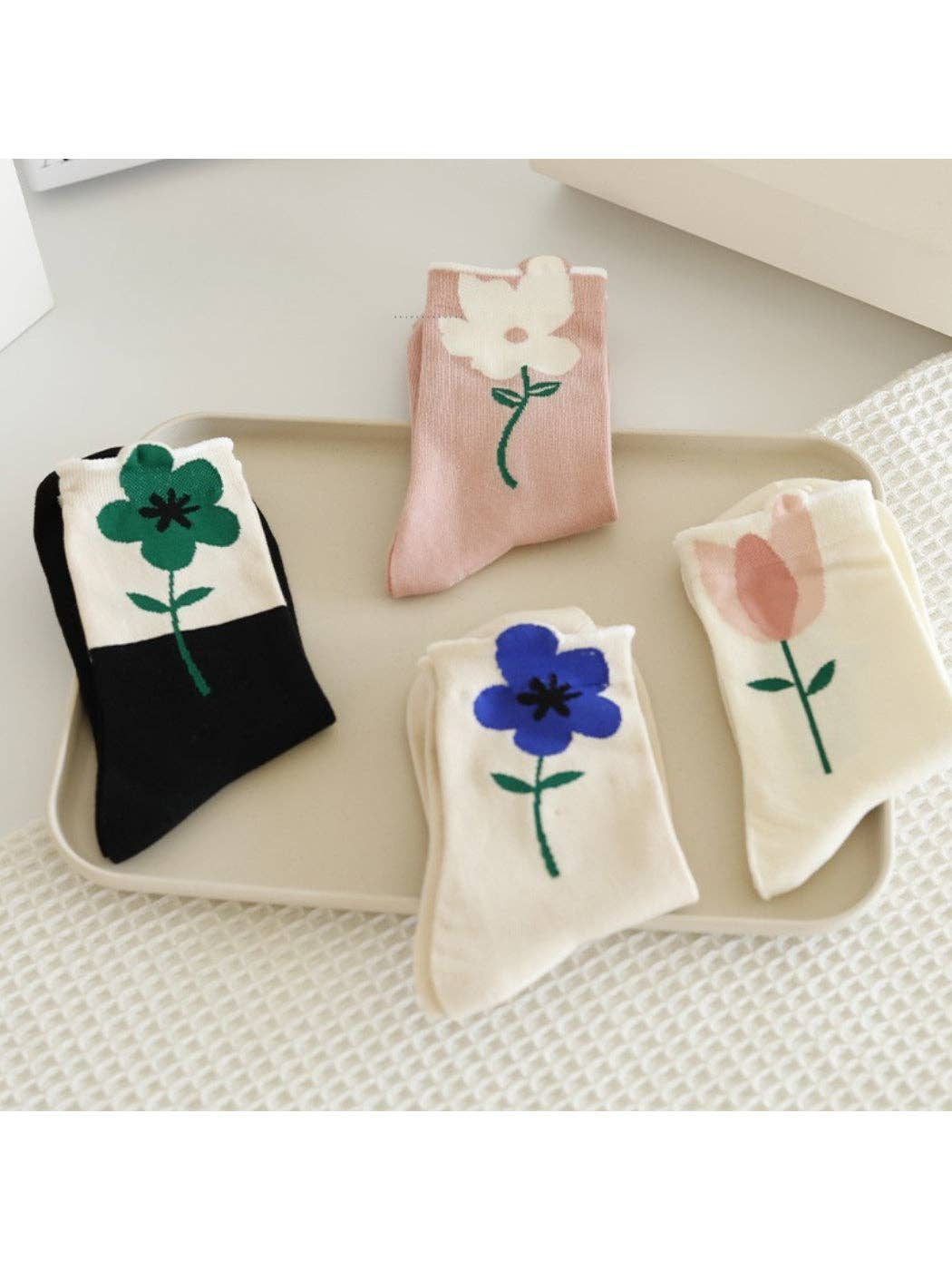 Rufia, Colour Pop Flower Crew Socks, Assorted