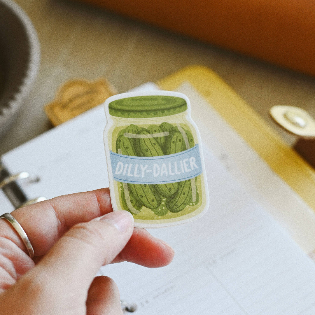 Dilly Dallier, Pickle Jar Foodie, Vinyl Sticker
