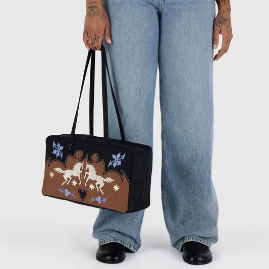 Baggu, Medium Nylon Bowler Bag, Western Appliqué