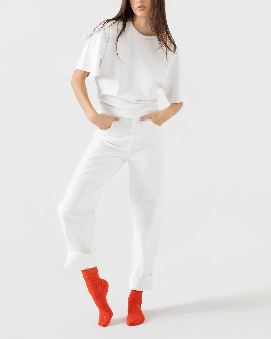 Bondoodle, Women’s Everyday Cotton Crew Socks, Red