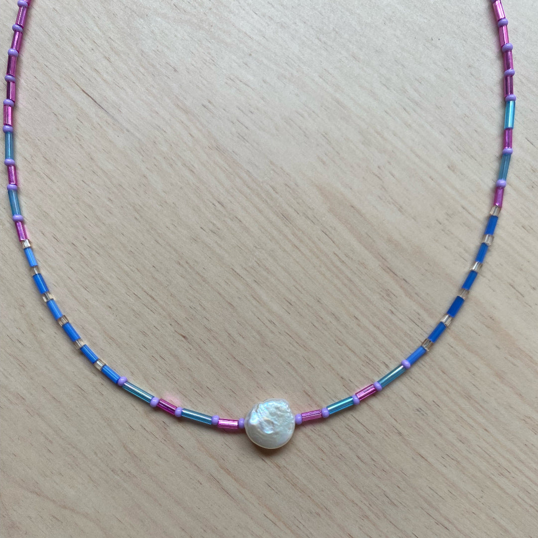 Modern Fable, Beaded Necklace, Big Pearl, #120