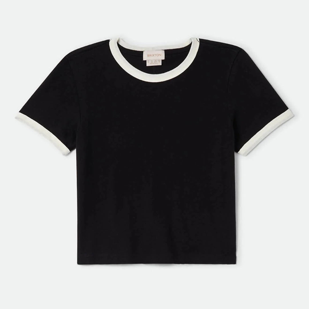 Brixton, Carefree Organic Garment Dye Ringer T-Shirt, Black/Off-White