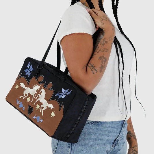 Baggu, Medium Nylon Bowler Bag, Western Appliqué